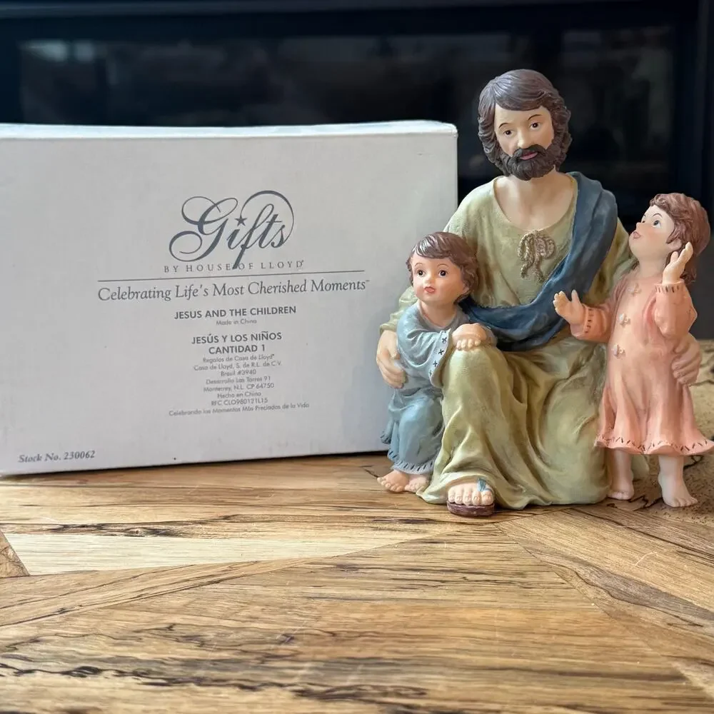 Vintage 1999 House of Lloyd Jesus and the Children Resin Figurine 230062 NIB
